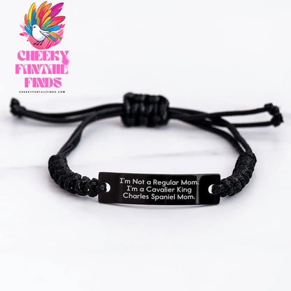 Cavalier King Charles Spaniel Dog Gifts, Funny Quote Rope Bracelet, Adjustable Black Stainless Steel, Gifts from Mom to Dad for Father's Day, Perfect for Men, Engraved with Love - Image 3