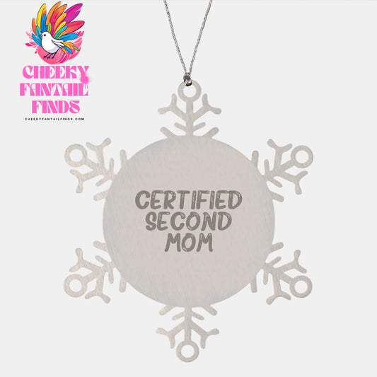 Certified Second Mom Gifts from Men for Women, Snowflake Ornament at Christmas, Funny Quote, Second Mom Snowflake Ornament, Gifts for Second Mom - Image 1