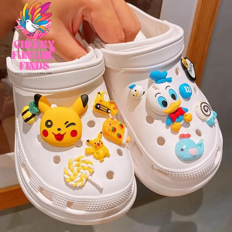 Character Set  Pikachu Hole Shoe Charms Accessories Donald Duck Shoe Buckle DIY 3D Shoes Decorations Gift Cheeky Fantail Finds