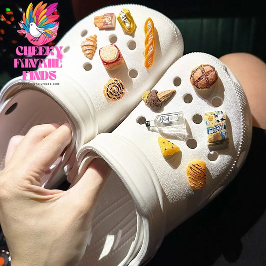 Chocolate Bread Shoe Charms Designer DIY Cute Shoes Decaration Party Accessories Clogs Kid Boy Women Girls Gifts - Cheeky Fantail Finds