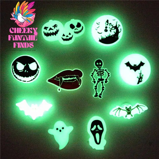 Christmas Nightmare PVC Shoe Charms Luminous Vampire Bat Sandals Accessories Ghost Pumpkin Shoe Decorations Halloween Kids Gifts Cheeky Fantail Finds