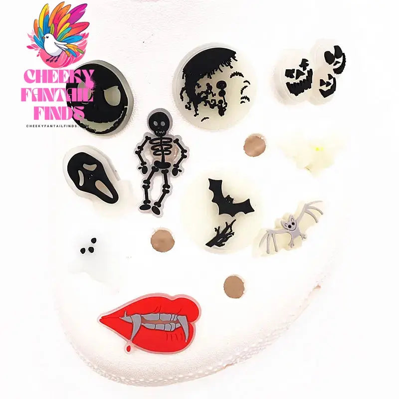 Christmas Nightmare PVC Shoe Charms Luminous Vampire Bat Sandals Accessories Ghost Pumpkin Shoe Decorations Halloween Kids Gifts Cheeky Fantail Finds
