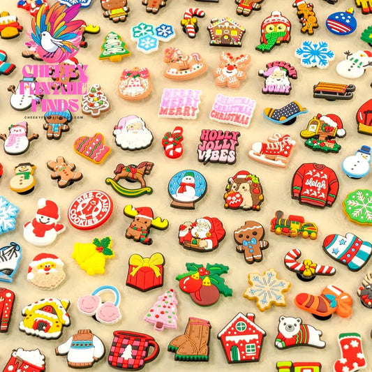 Christmas Shoe Charms for Kids Women Men Santa Christmas Pins Hat Sock Deer Jingle Bell Party Shoe Accessories Decorations Gift - Cheeky Fantail Finds