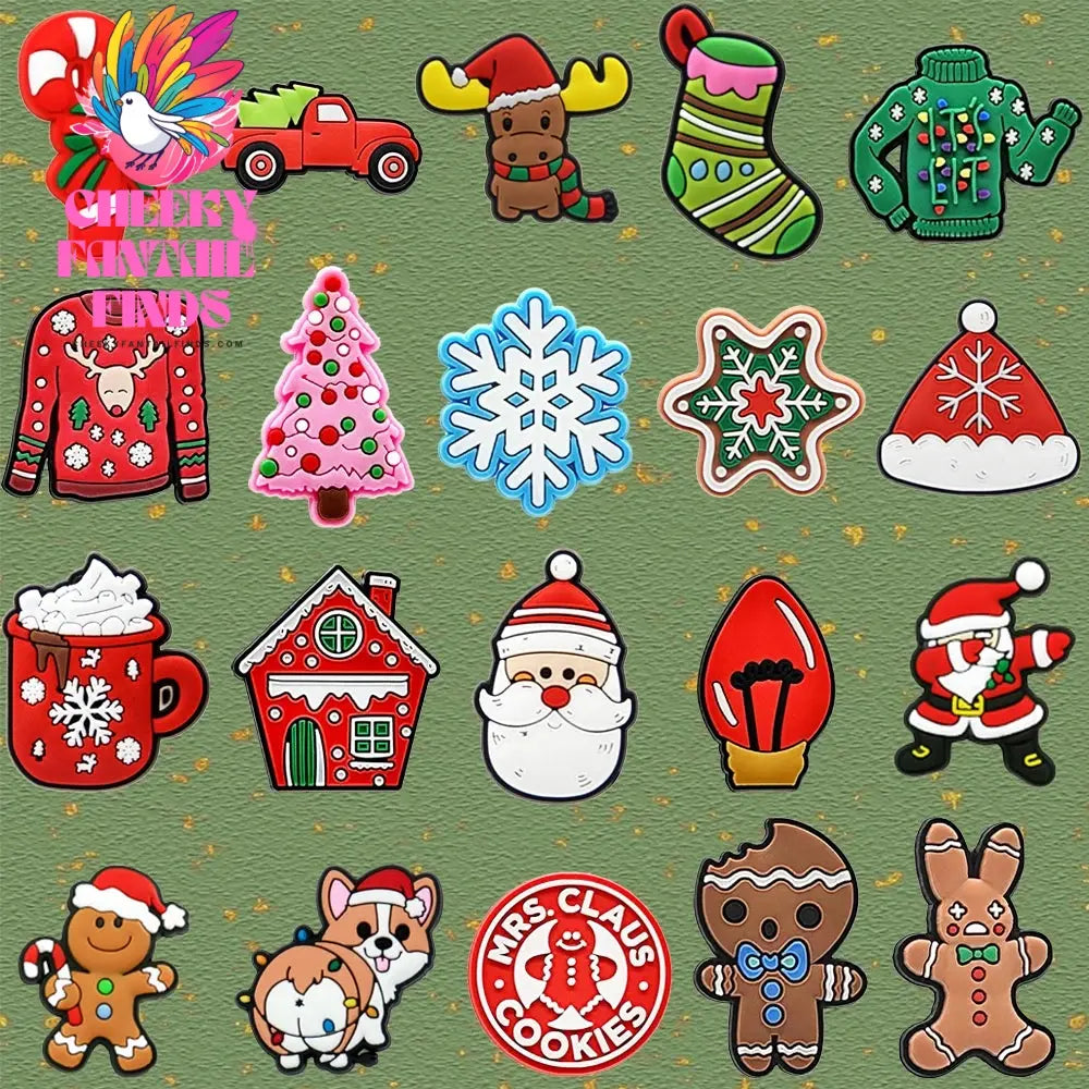Christmas Shoe Charms for Kids Women Men Santa Christmas Pins Hat Sock Deer Jingle Bell Party Shoe Accessories Decorations Gift - Cheeky Fantail Finds