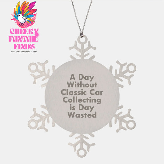 Classic Car Collecting Snowflake Ornament, Funny Gift for Classic Car Enthusiasts, Gifts from Friends for Christmas - Image 1