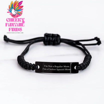 Cocker Spaniel Dog Mom Rope Bracelet, Funny Quote Gifts for Men, Unique Father's Day Unique Gifts from Mom to Men, Adjustable Black Rope - Image 3