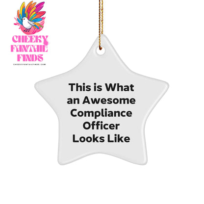 Compliance Officer Gifts, Funny Quote Star Ornament, Christmas Unique Gifts from Friends, Inspirational Compliance Officer Decor for Home Office, Office Party, or Holiday Party - Image 1