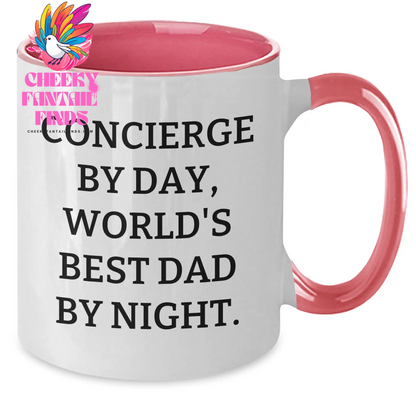 Concierge By Day, Funny Two Tone Coffee Mug Gifts for Men, Father's Day Unique Gifts from Family, Concierge's Best Dad Ever - Additional