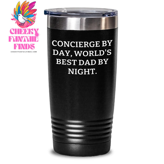 Concierge Gifts, Men's Unique Tumblers, Funny Quote, Father's Day Unique Gifts from Concierge, for World's Best Dad - 20oz or 30oz Stainless Steel Tumbler - Main