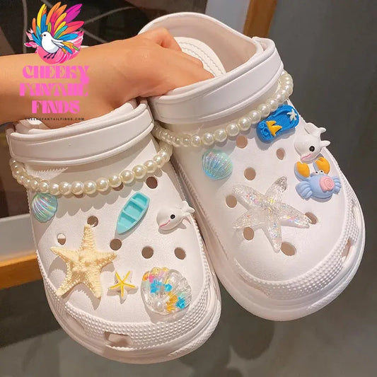 Cool Summer Beach Style Hole Shoes Shoe Charms Accessories Shoe Buckle Ocean World Starfish Crab DIY Shoes Decorations Cheeky Fantail Finds