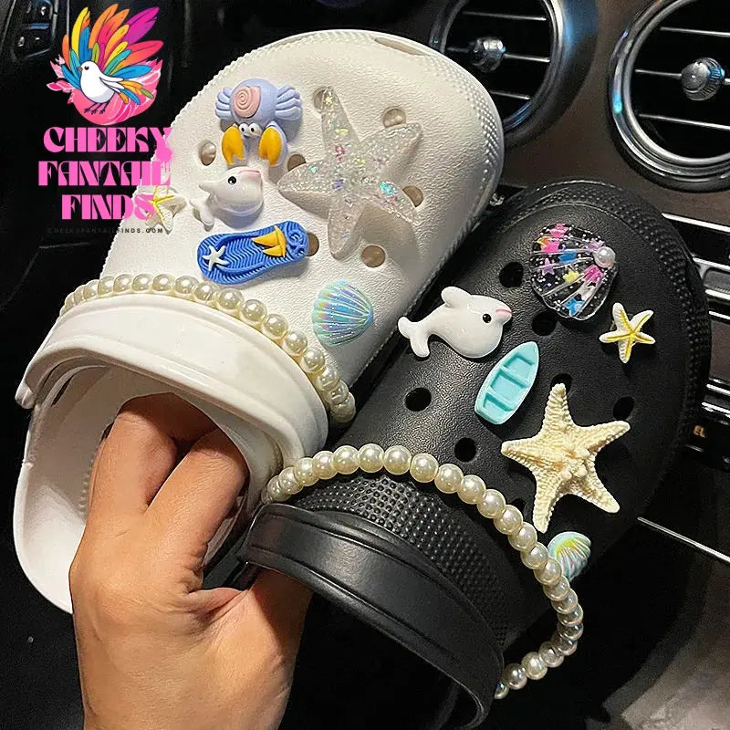 Cool Summer Beach Style Hole Shoes Shoe Charms Accessories Shoe Buckle Ocean World Starfish Crab DIY Shoes Decorations Cheeky Fantail Finds