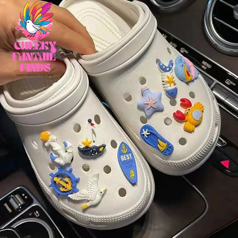 Cool Summer Beach Style Hole Shoes Shoe Charms Accessories Shoe Buckle Ocean World Starfish Crab DIY Shoes Decorations Cheeky Fantail Finds