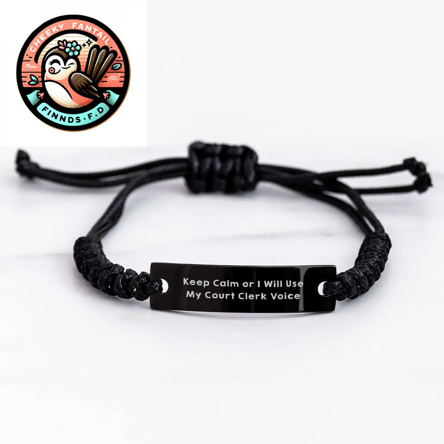 Court Clerk Humor Rope Bracelt for Father's Day Unique Gifts from Men to Court Clerks - 'Keep Calm Or I Will Use My Court Clerk Voice' - Image 3