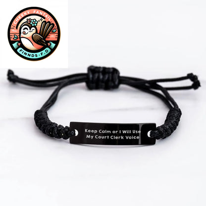 Court Clerk Humor Rope Bracelt for Father's Day Unique Gifts from Men to Court Clerks - 'Keep Calm Or I Will Use My Court Clerk Voice' - Image 3