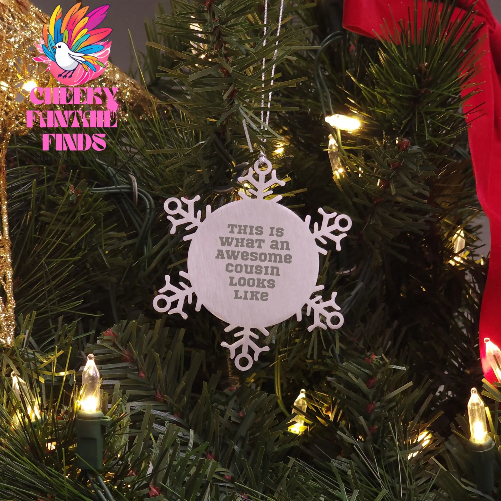 Cousin Love Snowflake Ornament, This Is What An Awesome Cousin Looks Like, Unique Gift for Cousin, Christmas Snowflake Ornament, Awesome Cousin Cousin Gifts (150-200 characters in total) - Image 3