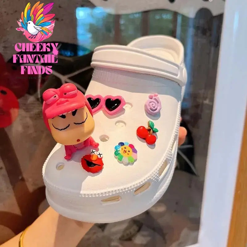 Crayon Shin-chan slippers Accessories Cute Anime Shoe Buckle Charms Cartoon Kawaii Sandals Decrations Cheeky Fantail Finds