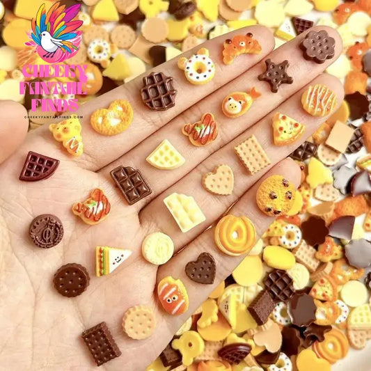 Creative Bear Ice Cream Chocolate Nail Art Accessories Cute Simulated Smile Sandwich Star Biscuit Dessert Nail Charms DIY Nails Cheeky Fantail Finds