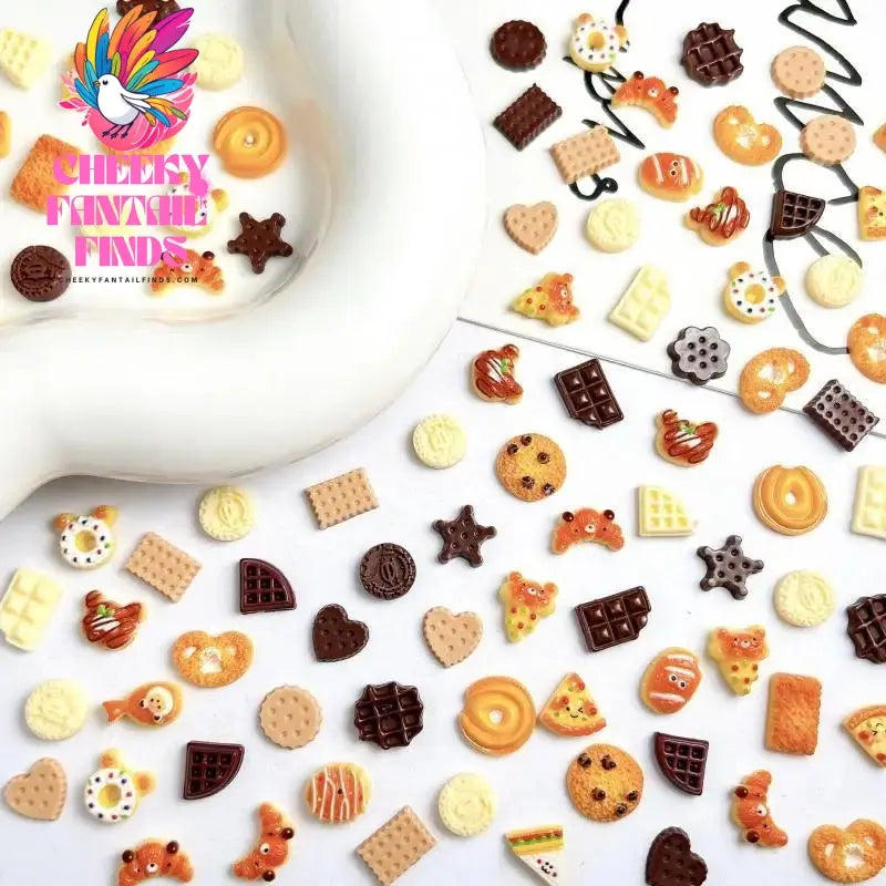Creative Bear Ice Cream Chocolate Nail Art Accessories Cute Simulated Smile Sandwich Star Biscuit Dessert Nail Charms DIY Nails Cheeky Fantail Finds
