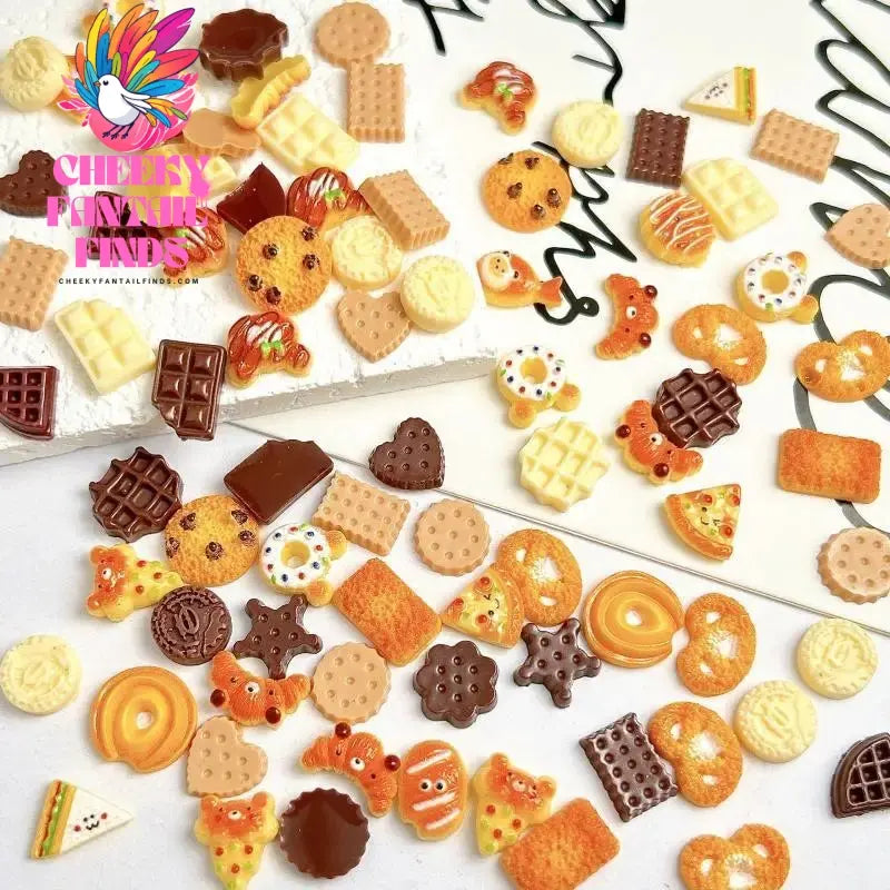 Creative Bear Ice Cream Chocolate Nail Art Accessories Cute Simulated Smile Sandwich Star Biscuit Dessert Nail Charms DIY Nails Cheeky Fantail Finds