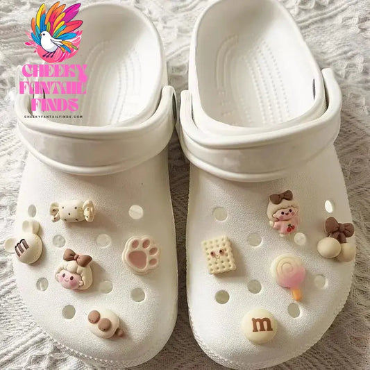 Cute Candy Girl Hole Shoe Charms Decorations Shoe Buckle Cartoon Biscuit Bear DIY Shoes Flower Accessories Cheeky Fantail Finds