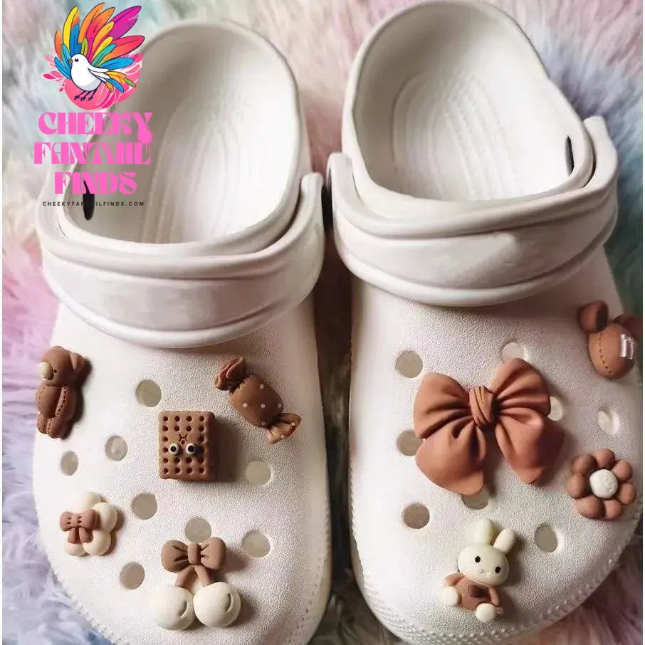 Cute Candy Girl Hole Shoe Charms Decorations Shoe Buckle Cartoon Biscuit Bear DIY Shoes Flower Accessories Cheeky Fantail Finds