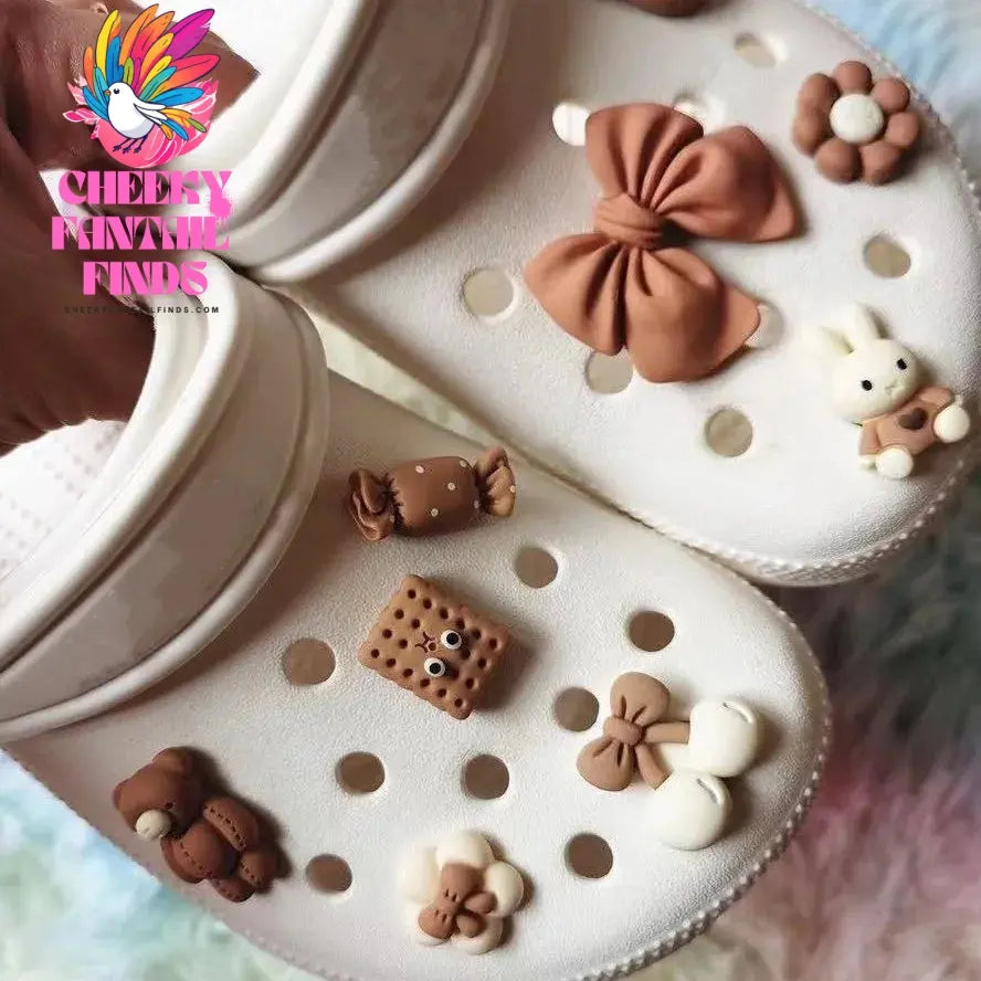 Cute Candy Girl Hole Shoe Charms Decorations Shoe Buckle Cartoon Biscuit Bear DIY Shoes Flower Accessories Cheeky Fantail Finds