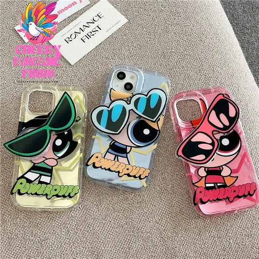 Cute Cartoon Powerpuff Girls sunglasses Cover for iPhone 11 12 13 14 15 Pro Max Plus X XS XR Soft Tpu Phone Case Cheeky Fantail Finds