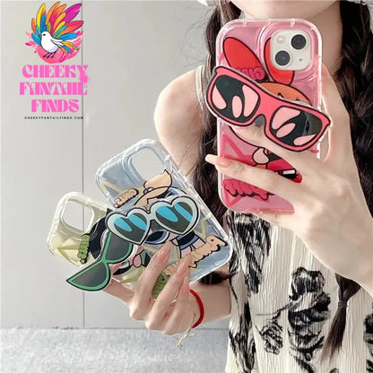 Cute Cartoon Powerpuff Girls sunglasses Cover for iPhone 11 12 13 14 15 Pro Max Plus X XS XR Soft Tpu Phone Case Cheeky Fantail Finds