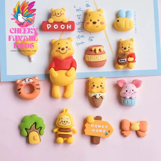 Cute Cartoon Winnie the Pooh Milk Tea Bear Rabbit Shoe Flower Charm Shoe Accessories DIY Detachable Shoe Buckle Cheeky Fantail Finds