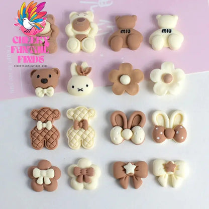 Cute Cartoon Winnie the Pooh Milk Tea Bear Rabbit Shoe Flower Charm Shoe Accessories DIY Detachable Shoe Buckle Cheeky Fantail Finds
