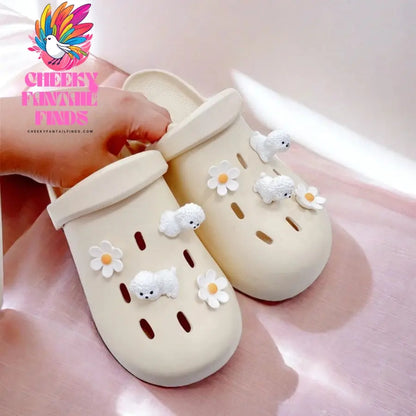 Cute Dog And Flower 3D Shoe Accessories For Boys And Girls White Puppy Detachable DIY Clog Shoe Buckle Cheeky Fantail Finds
