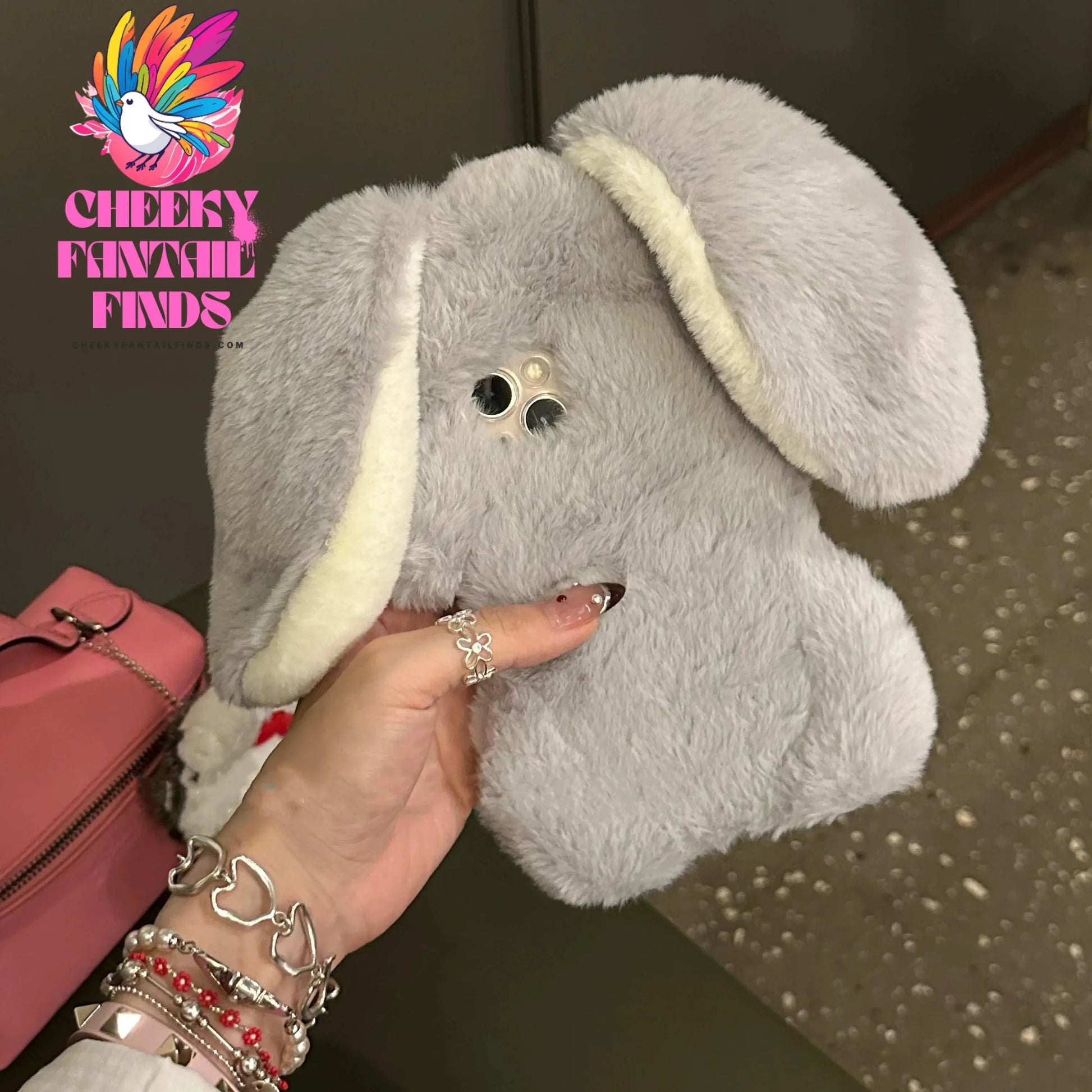 Cute Fluffy Plush Long Ears Rabbit Phone Case for iPhone 15 14 13 12 Pro Max 11 16pro Girls Kawaii Furry Cartoon Protector Cover Cheeky Fantail Finds