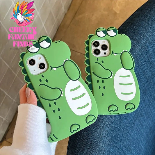 Cute Green Animals Silicone Phone Case for iPhone 15 14 13 12 11 Pro Max Xr Xs Max X 8 7 6 Plus Shockproof TPU Rubber Back Cover Cheeky Fantail Finds