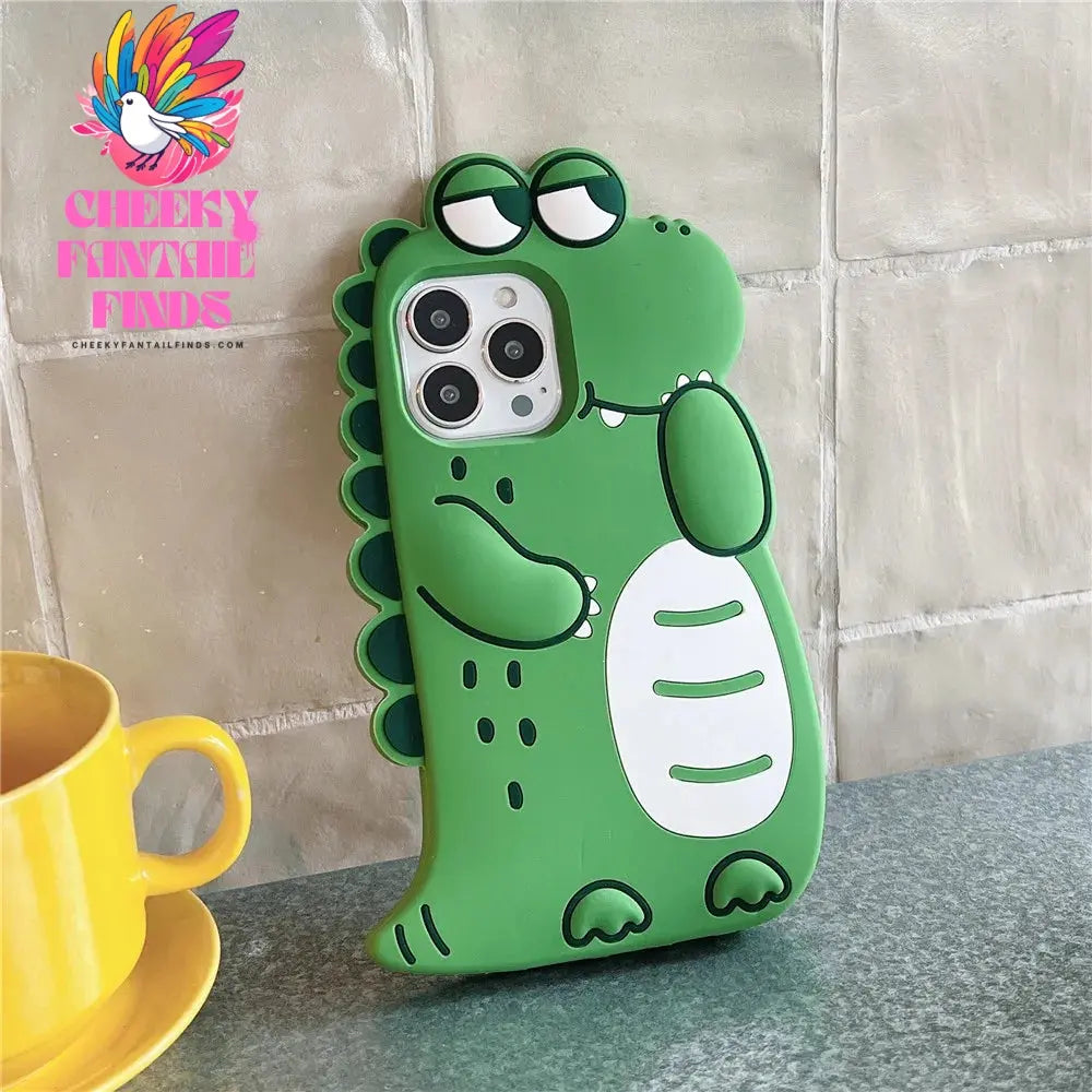 Cute Green Animals Silicone Phone Case for iPhone 15 14 13 12 11 Pro Max Xr Xs Max X 8 7 6 Plus Shockproof TPU Rubber Back Cover Cheeky Fantail Finds
