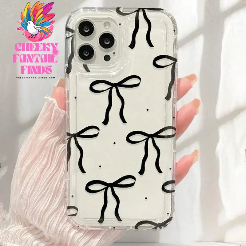 Cute Pink Heart Bow Case for IPhone 16 15 14 13 12 11 Pro Max 13 12Mini XS XR 7 8Plus SE 2022 Shockproof Soft Clear Cases Coque Cheeky Fantail Finds