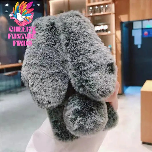 Cute Plush Rabbit Phone Case for iPhone 15 14 11 12 13 Pro Max, New Creative Women's Shockproof Luxury High-End Protective Cover Cheeky Fantail Finds