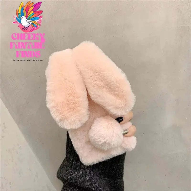 Cute Plush Rabbit Phone Case for iPhone 15 14 11 12 13 Pro Max, New Creative Women's Shockproof Luxury High-End Protective Cover Cheeky Fantail Finds