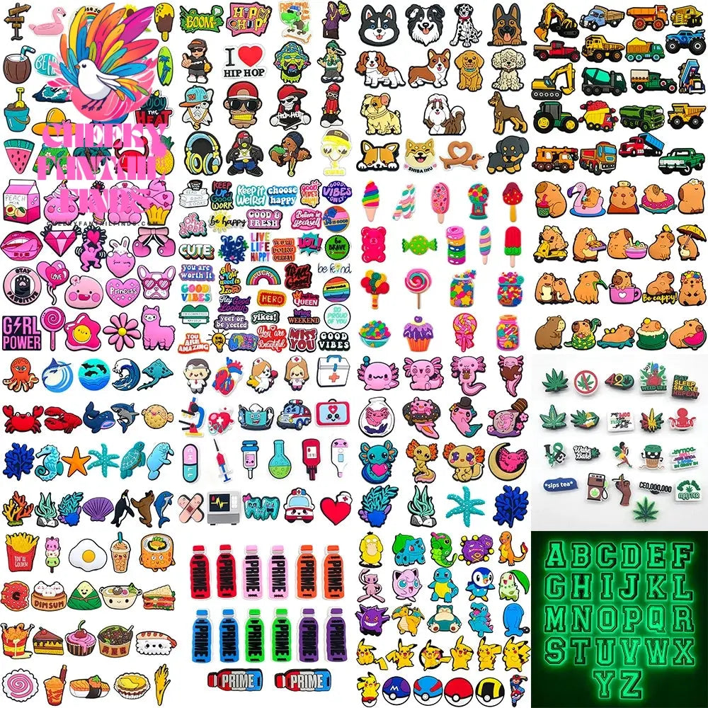 Cute Set PVC shoes charms Anime Cartoon DIY Sandals Accessories shoe Decorations boy girl kids gift - Cheeky Fantail Finds