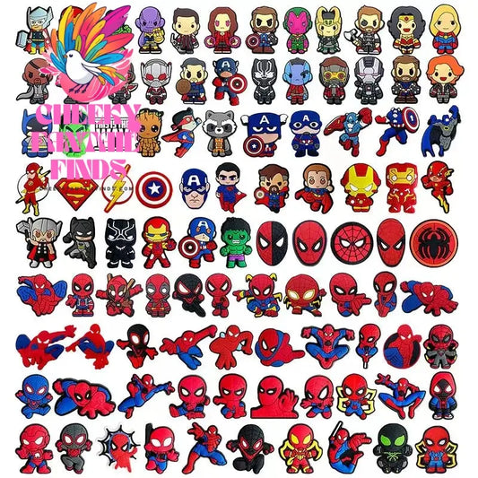 Cute superhero PVC  shoes charms cute Cartoon DIY Sandals Accessories for clogs Decorations boy kids gift Cheeky Fantail Finds