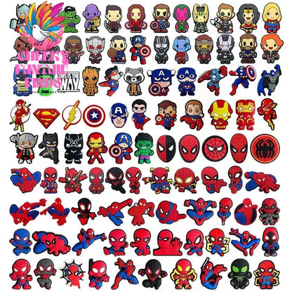 Cute superhero PVC  shoes charms cute Cartoon DIY Sandals Accessories for clogs Decorations boy kids gift Cheeky Fantail Finds