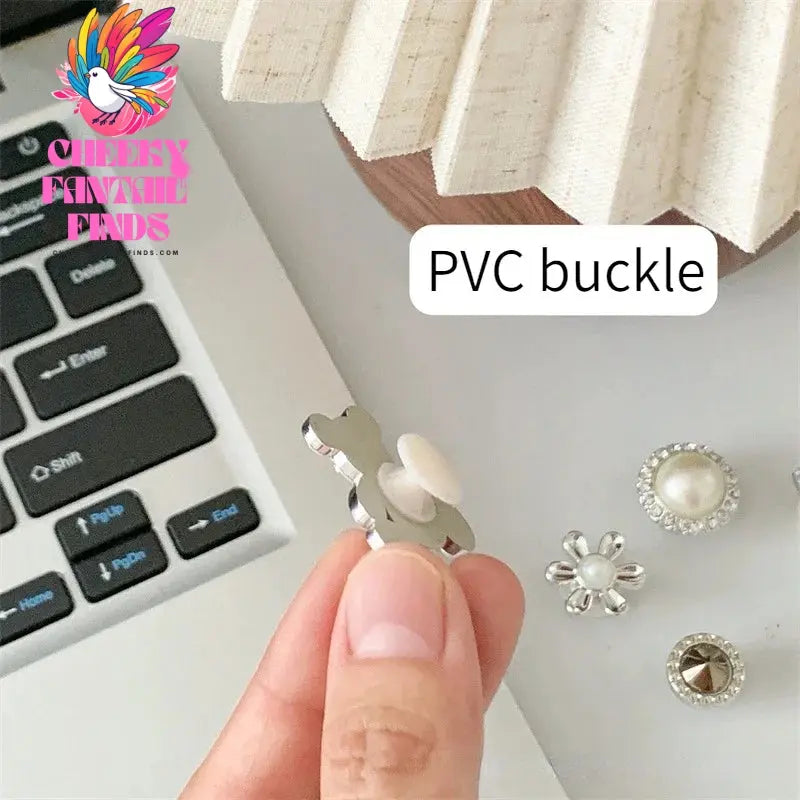DIY Metal Fashion Set Hole Shoe Charms Accessories PVC Shoe Buckle Cute Pearl Bear Water Diamond Chain Shoes Decorations Cheeky Fantail Finds