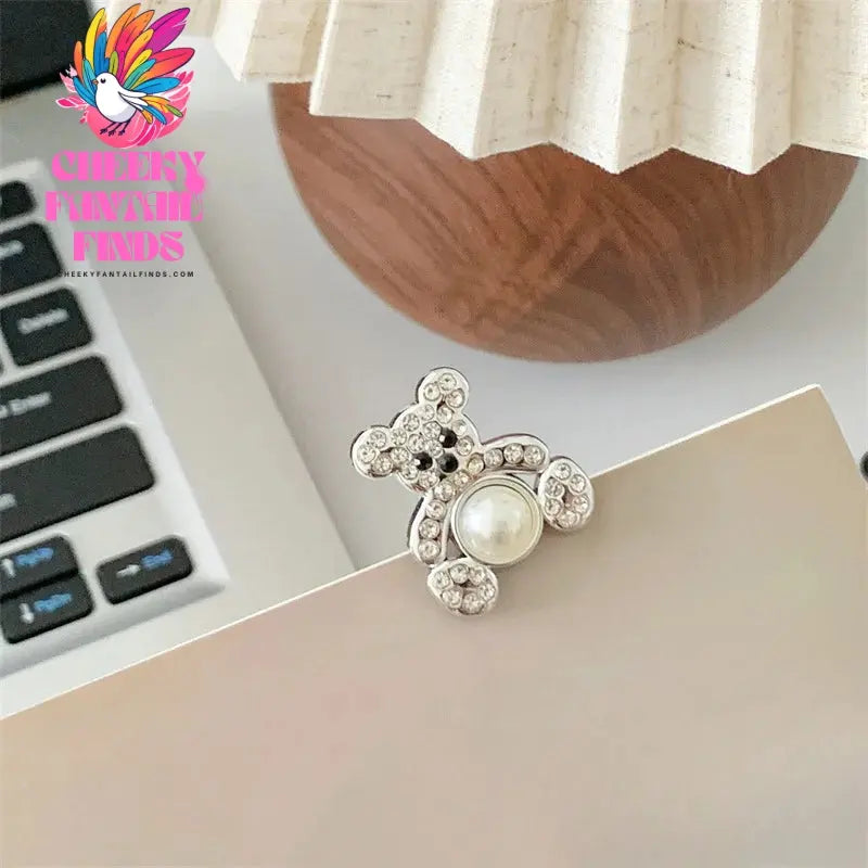 DIY Metal Fashion Set Hole Shoe Charms Accessories PVC Shoe Buckle Cute Pearl Bear Water Diamond Chain Shoes Decorations Cheeky Fantail Finds