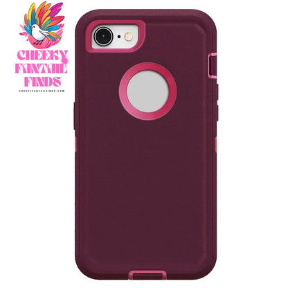 Dark Red Phone Case For iPhone 6/iPhone 6 Plus/iPhone 6s/iPhone 6s Plus Heavy Duty Rugged 3-Layers Cover Cheeky Fantail Finds