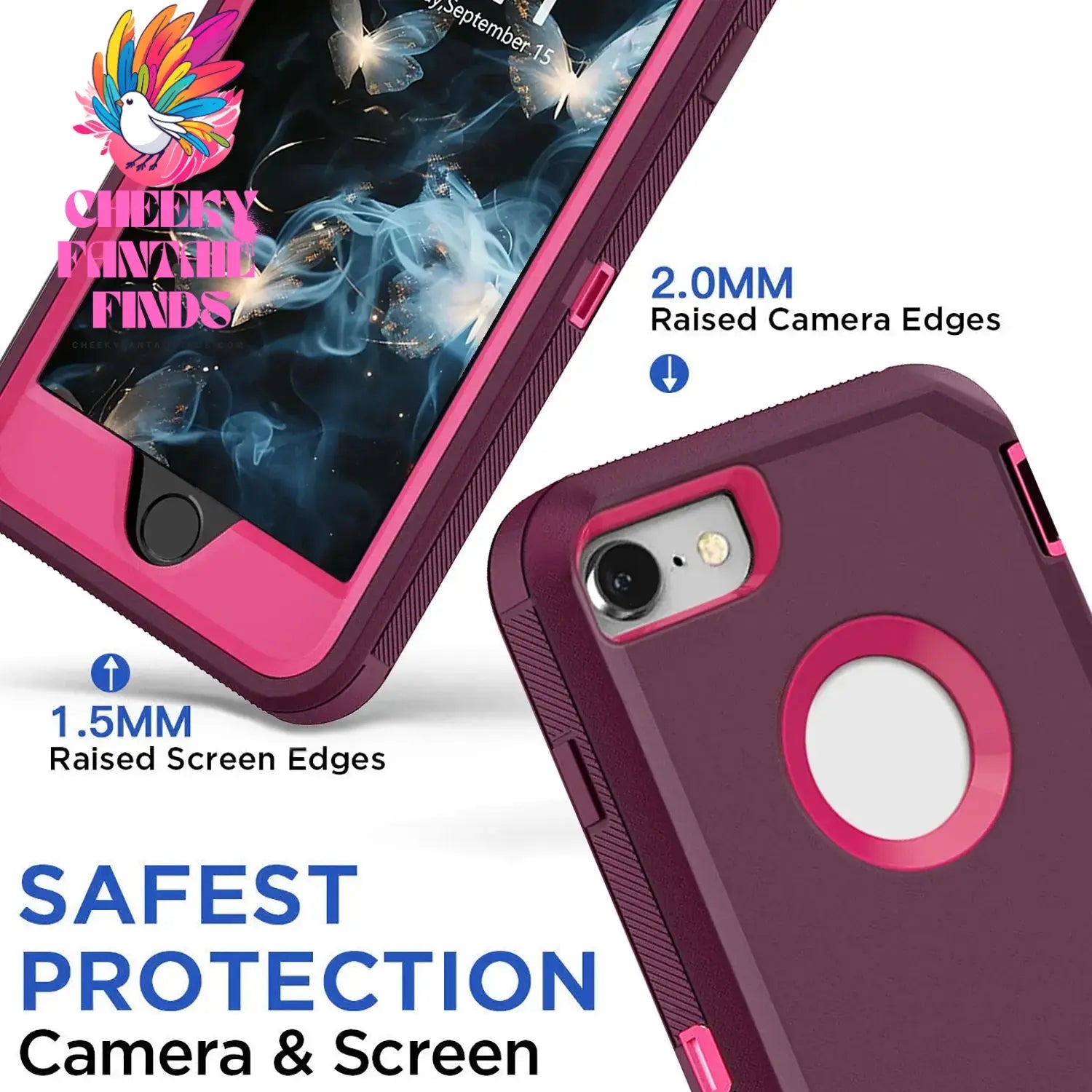 Dark Red Phone Case For iPhone 6/iPhone 6 Plus/iPhone 6s/iPhone 6s Plus Heavy Duty Rugged 3-Layers Cover Cheeky Fantail Finds