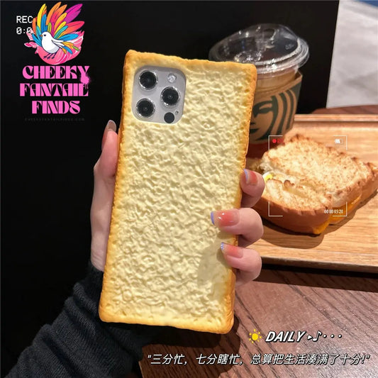 Delicious 3D Toast Bread Phone Case for iPhone 16Pro max 15 14 13 12 11 Xs Xr 8plus Cookie Egg Handle Holder Funny Cartton Cover Cheeky Fantail Finds