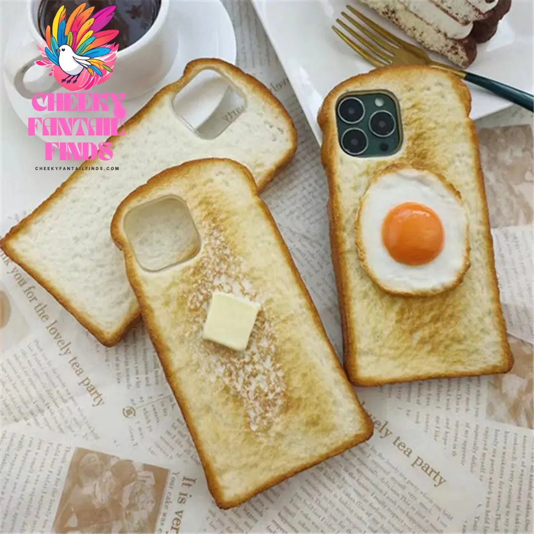 Delicious 3D toast bread phone case Apple suitable for iPhone X  11 12 13 14 15 16pro max phone case simulation bread phone case Cheeky Fantail Finds