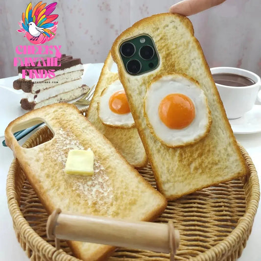Delicious 3D toast bread phone case Apple suitable for iPhone X  11 12 13 14 15 16pro max phone case simulation bread phone case Cheeky Fantail Finds