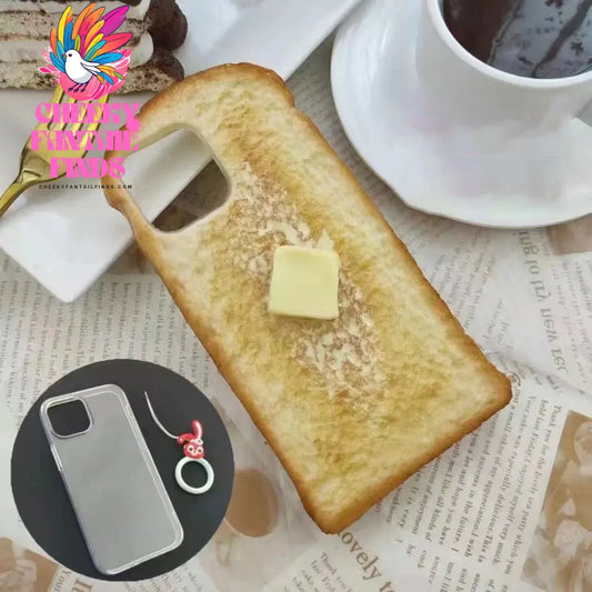 Delicious 3D toast bread phone case Apple suitable for iPhone X  11 12 13 14 15 16pro max phone case simulation bread phone case Cheeky Fantail Finds