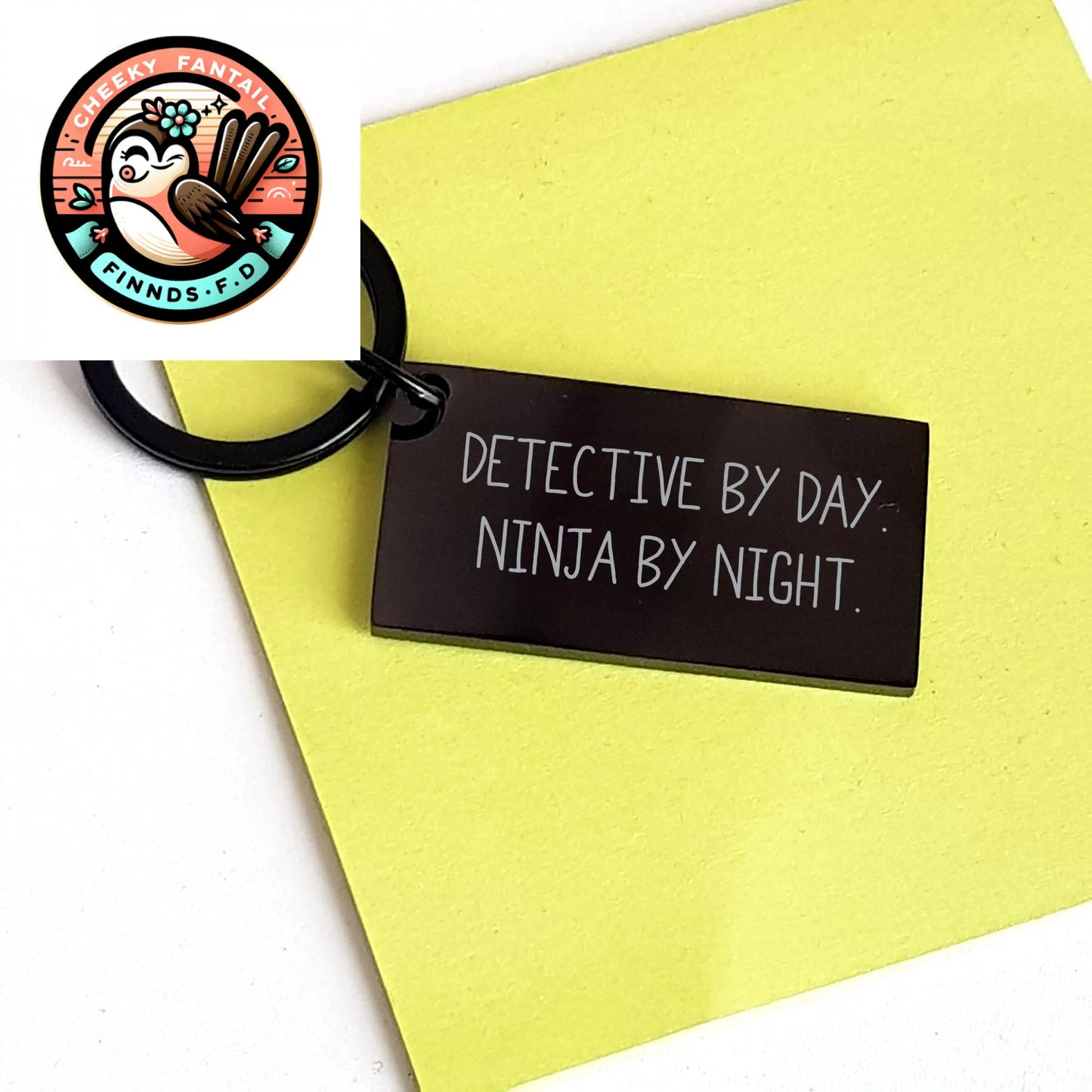 Detective Gifts, Keychain, and Ninja Vibes - 'Detective By Day. Ninja By Night.' Engraved Keychain for Men, Father's Day Unique Gifts from Family and Friends - Image 3