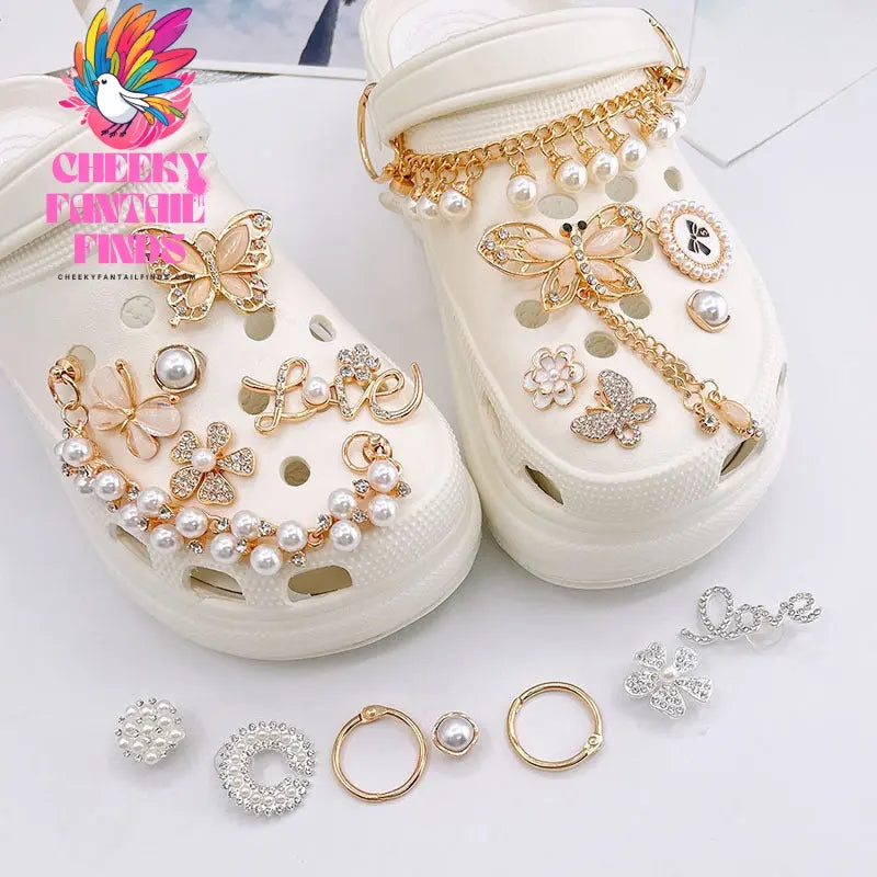 Diy Accessories Pearl Perfume Bottle Shoe Buckle Set Removable Shoes diamond Cheeky Fantail Finds